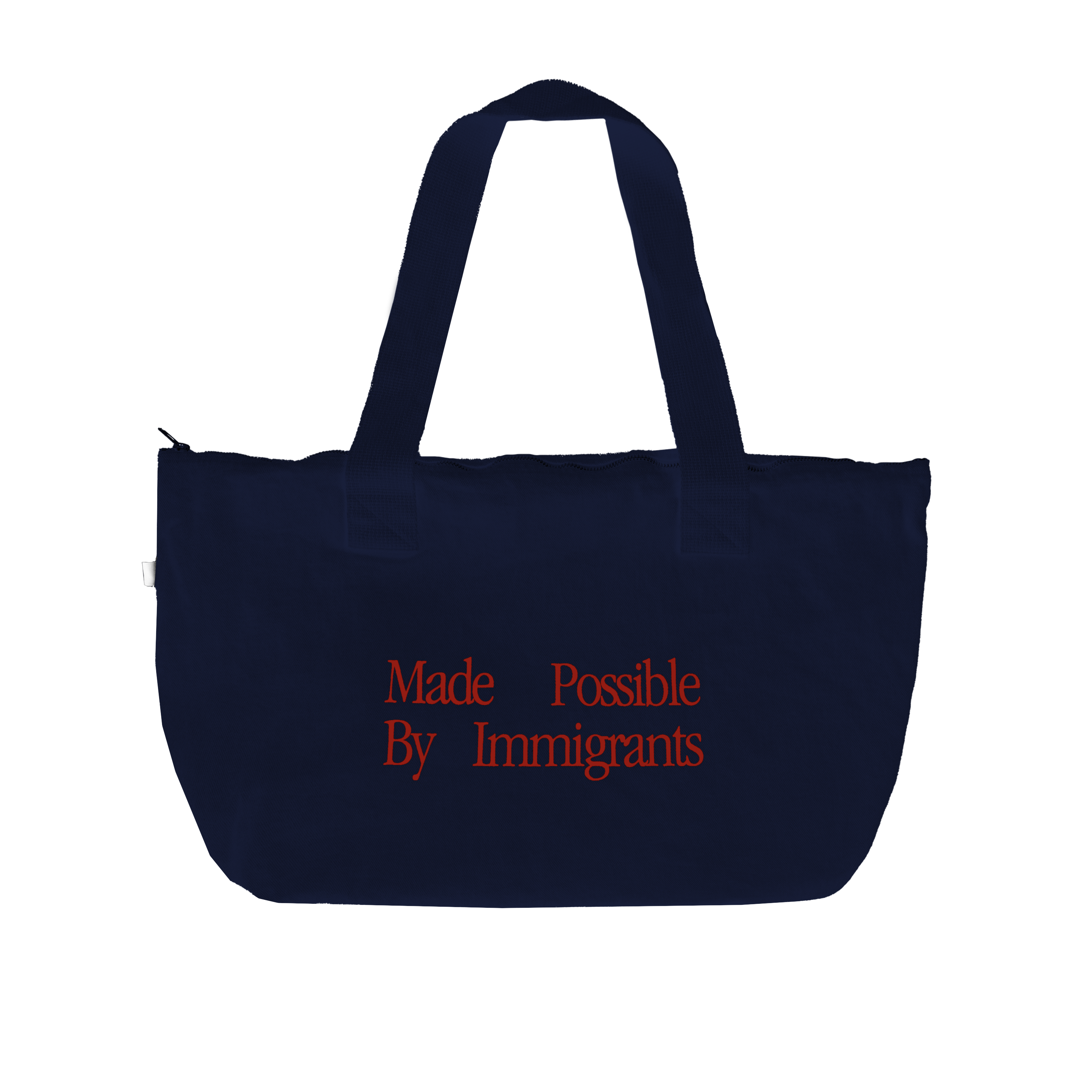 Made Possible By Immigrants Zip Tote Bag – Navy – Bueno Days