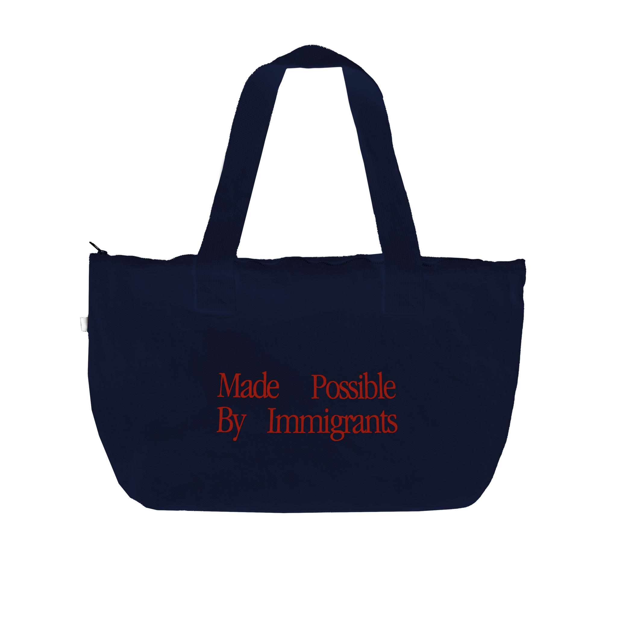 Made Possible By Immigrants Zip Tote Bag – Navy – Bueno Days